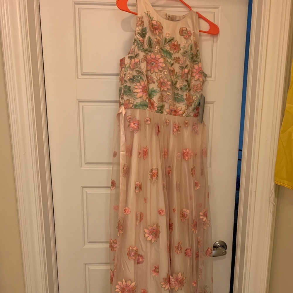 Embroidered Floral Dress Tahari By ASL